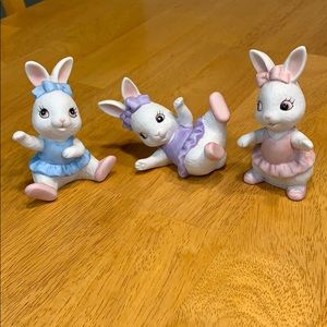 Set of 3 Vintage Home Interiors Bunnies. EUC.